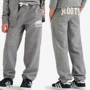 Roots Grey Salt & Pepper Girls Original Drawstring Jogger Size 10 NWT‎